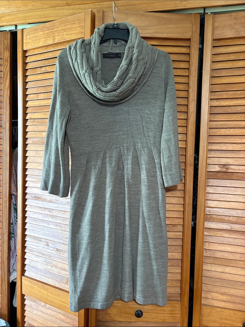The Limited Olive Cable Cowl Knit Dress